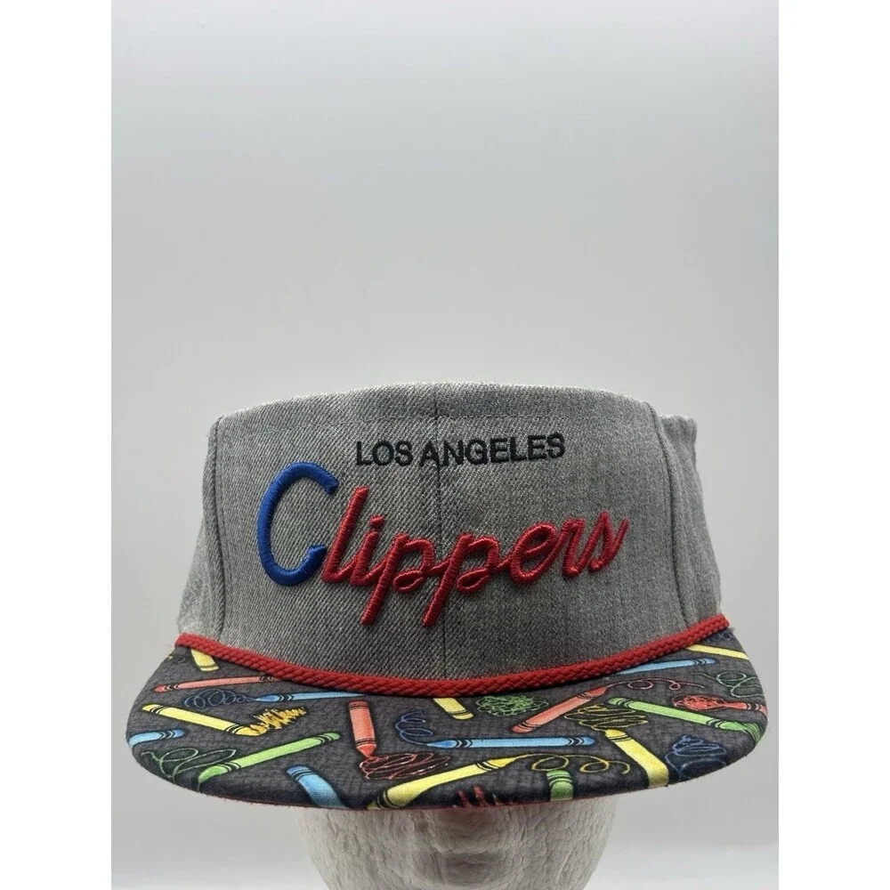 Los Angeles Clippers Mitchell Ness Visor Hat Crayon Pattern Gray Red